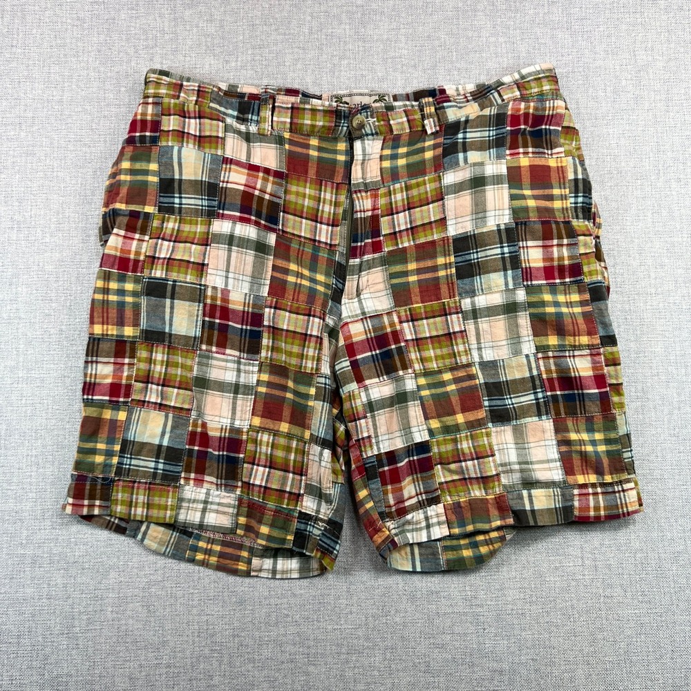 Charleston Twills Shorts Mens 40x9 Plaid Patchwork Madras Cotton Preppy Colorful